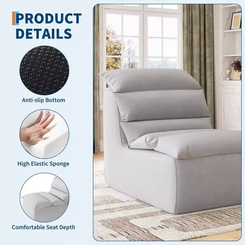 Sillón puff, sofá perezoso de suelo con espuma de alta resiliencia, base antideslizante, pufs para adultos, silla para chimenea para sala de estar o dormitorio