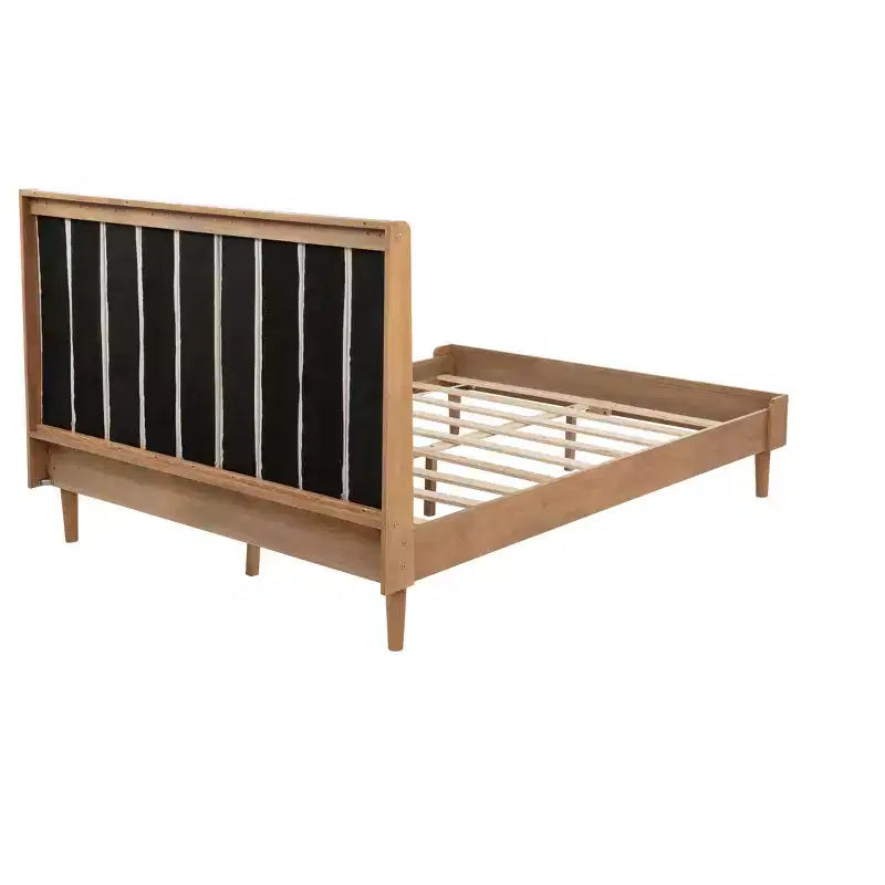 Cama Whisen Wood con cabecero tapizado y estructura reforzada