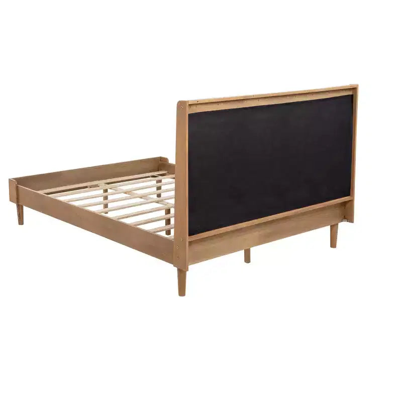 Cama Whisen Wood con cabecero tapizado y estructura reforzada