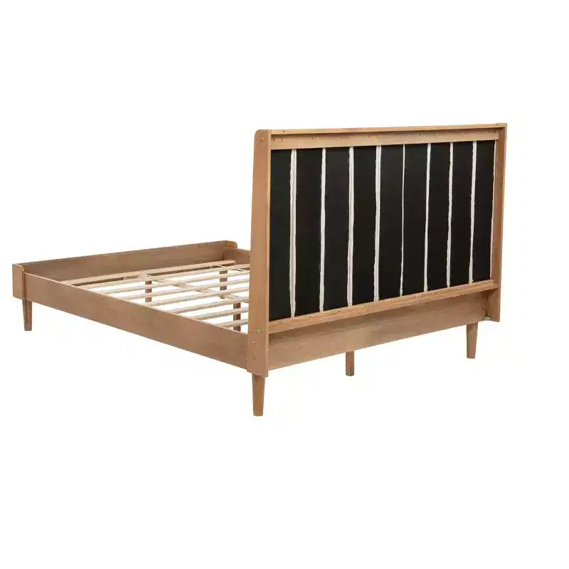 Cama Whisen Wood con cabecero tapizado y estructura reforzada