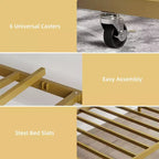 Cama nido Coolmee con cama supletoria, diván de metal tamaño individual con cabecero floral, estructura de cama moderna tipo sofá, soportes de láminas de acero de alta resistencia