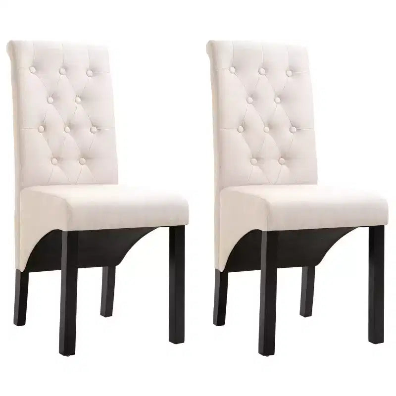 Silla de comedor de estilo moderno CLIHOME, silla de cocina de tela con cojín suave y patas de madera maciza (juego de 2)