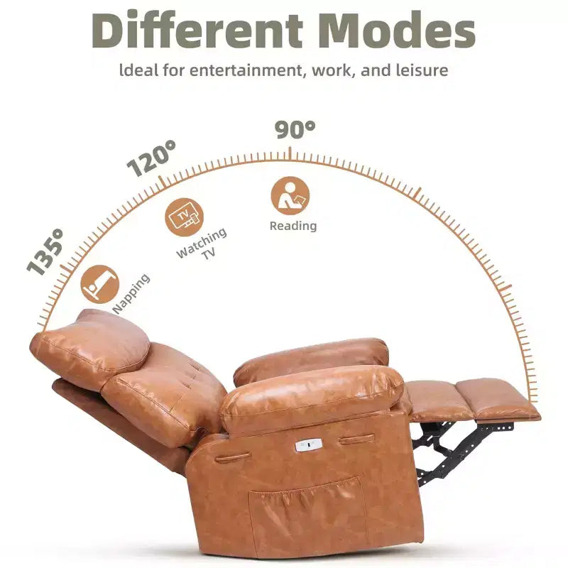 Sillones reclinables grandes GustoWave con calefacción y masaje - Sillón reclinable giratorio 360 para adultos - Mecedora manual
