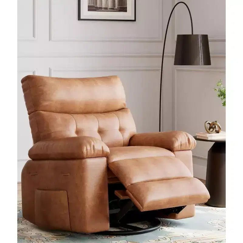 Sillones reclinables grandes GustoWave con calefacción y masaje - Sillón reclinable giratorio 360 para adultos - Mecedora manual