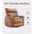 Sillones reclinables grandes GustoWave con calefacción y masaje - Sillón reclinable giratorio 360 para adultos - Mecedora manual