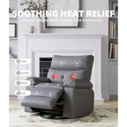 Sillones reclinables grandes GustoWave con calefacción y masaje - Sillón reclinable giratorio 360 para adultos - Mecedora manual