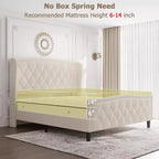 Base de Cama Tapizada de Lujo con Cabecero Ajustable - Tejido de Terciopelo y Soporte de Láminas de Madera