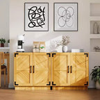 Acekool Aparador de Cocina de 31.5" - Gabinete de Almacenamiento Estilo Rústico con Estante Ajustable y Puertas para Cocina, Sala de Estar en Negro Marrón