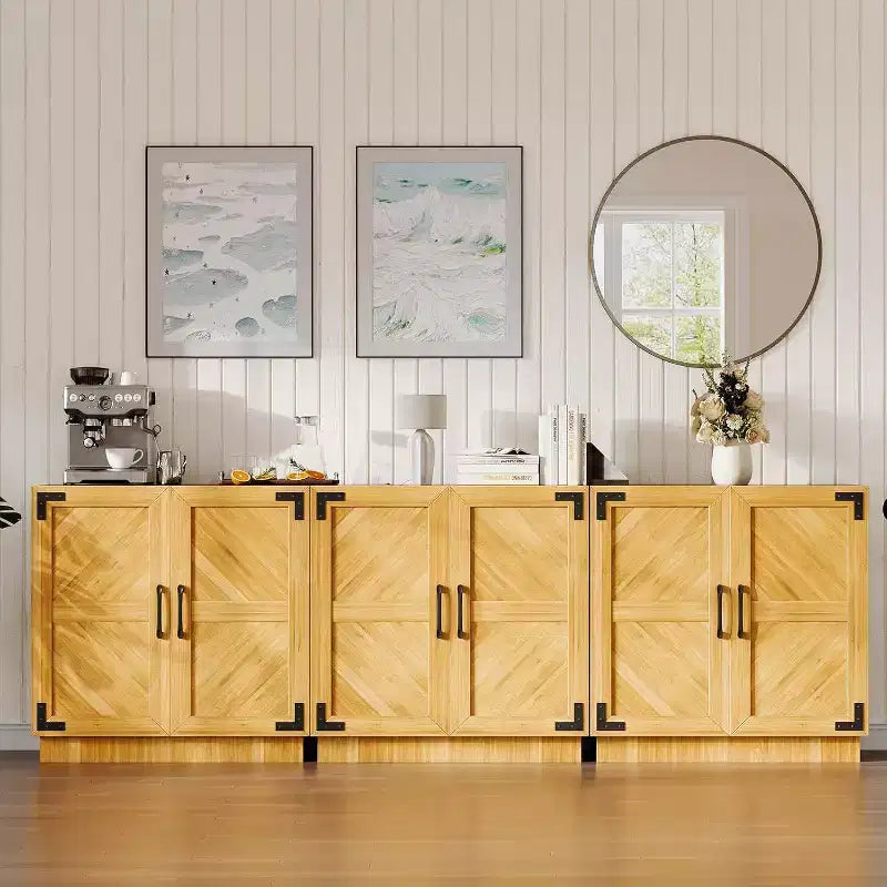 Acekool Aparador de Cocina de 31.5" - Gabinete de Almacenamiento Estilo Rústico con Estante Ajustable y Puertas para Cocina, Sala de Estar en Negro Marrón