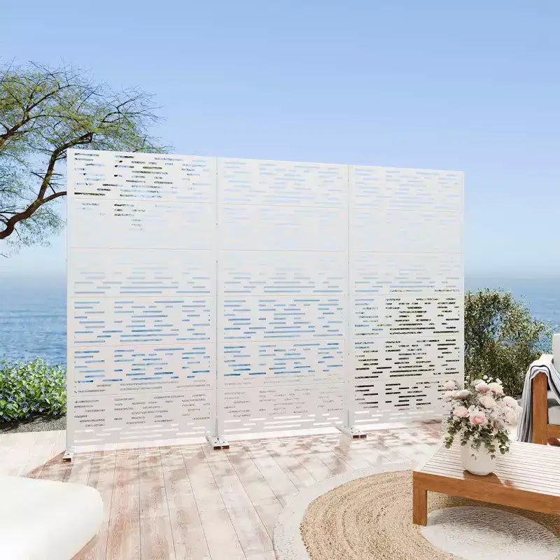 MAYEERTY 72x35 Panel de Privacidad Natural Blanco para Exteriores, Juego de 6 Piezas Divisor Plegable Natural para Patio y Jardín