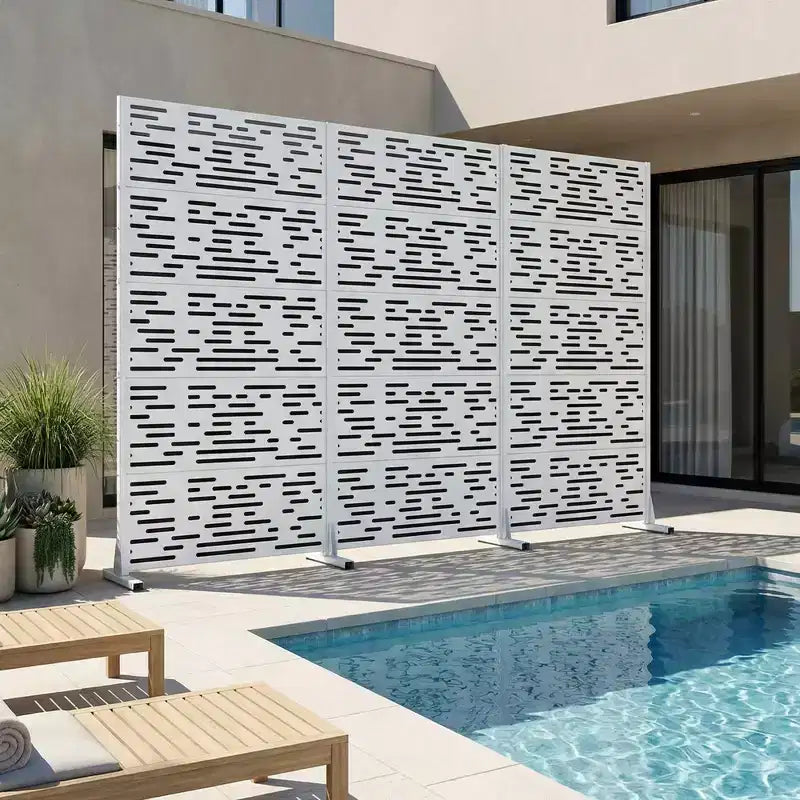 MAYEERTY 72x35 Panel de Privacidad Natural Blanco para Exteriores, Juego de 6 Piezas Divisor Plegable Natural para Patio y Jardín