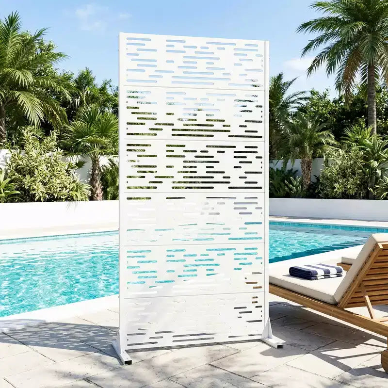 MAYEERTY 72x35 Panel de Privacidad Natural Blanco para Exteriores, Juego de 6 Piezas Divisor Plegable Natural para Patio y Jardín