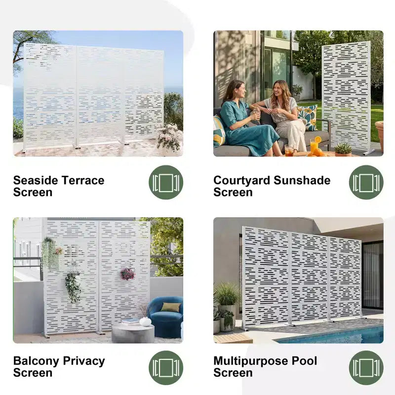 MAYEERTY 72x35 Panel de Privacidad Natural Blanco para Exteriores, Juego de 6 Piezas Divisor Plegable Natural para Patio y Jardín