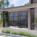 MAYEERTY 72 pulgadas Divisor de ambientes Marco galvanizado Pantalla de privacidad Valla de jardín independiente Patio Negro