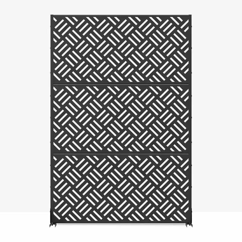 MAYEERTY 72 pulgadas Divisor de ambientes Marco galvanizado Pantalla de privacidad Valla de jardín independiente Patio Negro