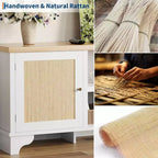 Mueble de TV de 70 pulgadas, Mueble de TV de ratán para sala de estar, Centro de entretenimiento boho, Gabinete consola de madera con almacenamiento y estante.