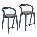 Sunnyfurn Aluminum Minimalist Bar Chair with Backrest - Contemporary Bar Stool Set, 2-Piece Set for Indoor and Outdoor Use, Gray-Blue