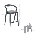 Sunnyfurn Silla de bar minimalista de aluminio con respaldo - Juego de taburetes de bar contemporáneos, juego de 2 piezas para uso en interiores y exteriores, gris-azul