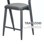 Sunnyfurn Silla de bar minimalista de aluminio con respaldo - Juego de taburetes de bar contemporáneos, juego de 2 piezas para uso en interiores y exteriores, gris-azul