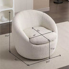 Homy Casa Sillón tapizado moderno de bouclé con base giratoria de 360 grados y asiento acolchado, para sala de estar o dormitorio, blanco
