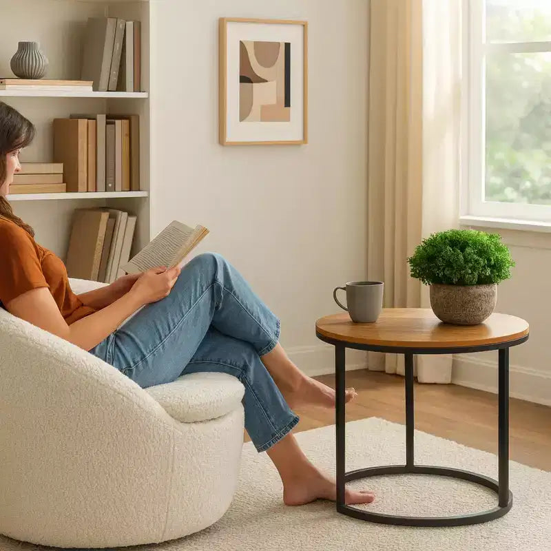 Homy Casa Sillón tapizado moderno de bouclé con base giratoria de 360 grados y asiento acolchado, para sala de estar o dormitorio, blanco
