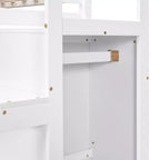 Cama alta de madera de tamaño completo con armario de almacenamiento y escalera incorporados, cama alta multifuncional con escalera y barandillas