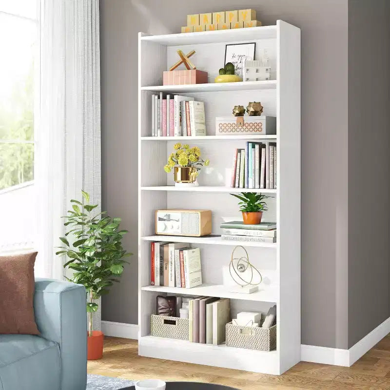 Librería alta Lantine 78, estantería moderna de 7 niveles con estantes de almacenamiento, gran estantería de exhibición abierta para sala de estar, oficina