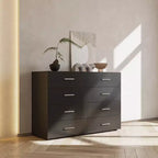 Karl Home 8-Drawer Black Particle Board 47.24in. W Chest of Drawer