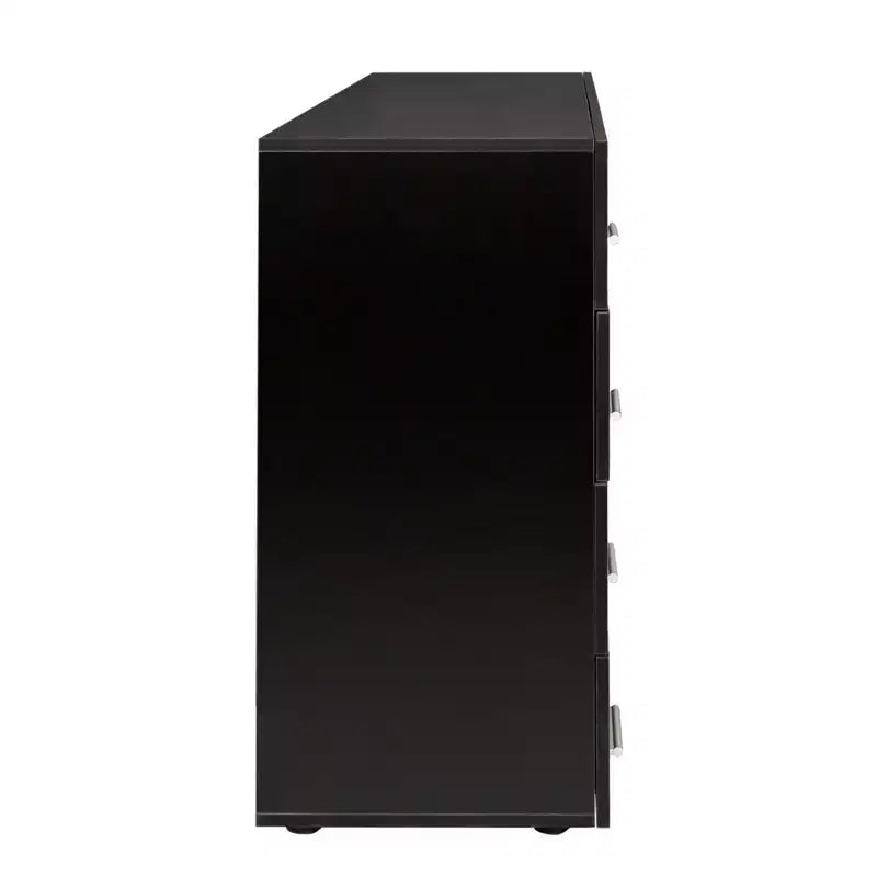 Cómoda Karl de 8 cajones de aglomerado negro de 120 cm de ancho