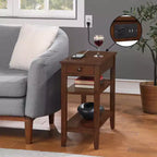 HomeStock 24 in.H Brown Color Rectangle Wood Table Top End Table 1 -piece
