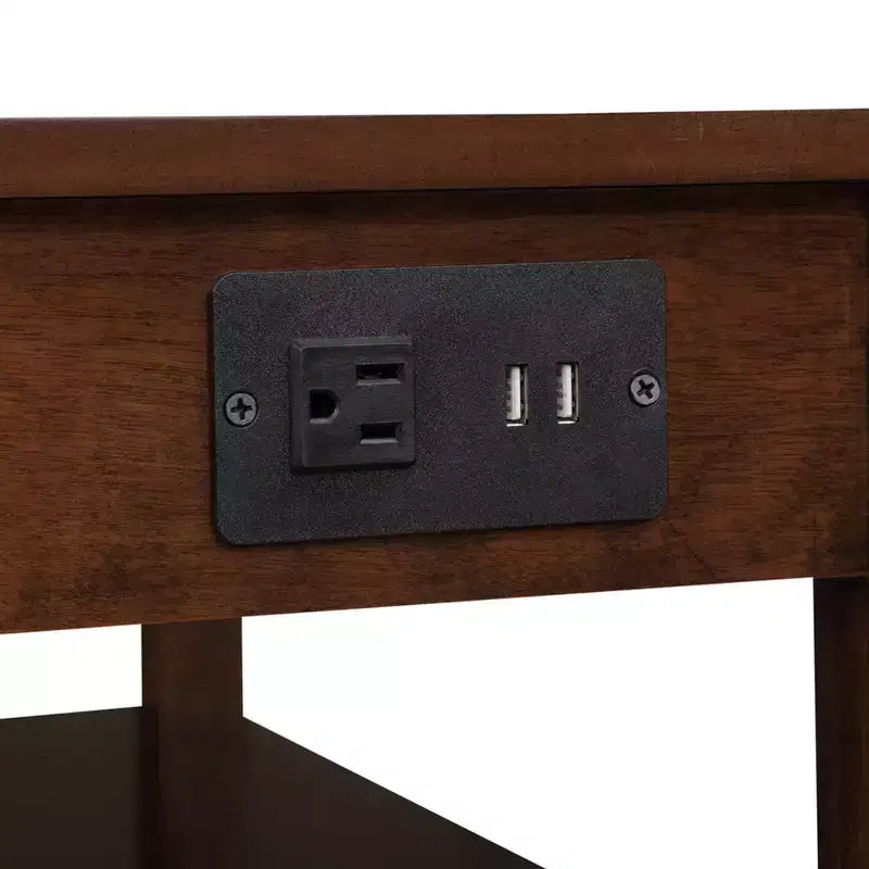 Mesa auxiliar de madera de 61 cm de alto, rectangular, color marrón, 1 pieza, de HomeStock