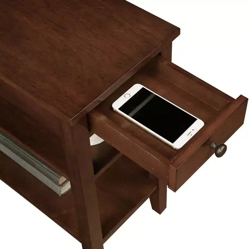 Mesa auxiliar de madera de 61 cm de alto, rectangular, color marrón, 1 pieza, de HomeStock