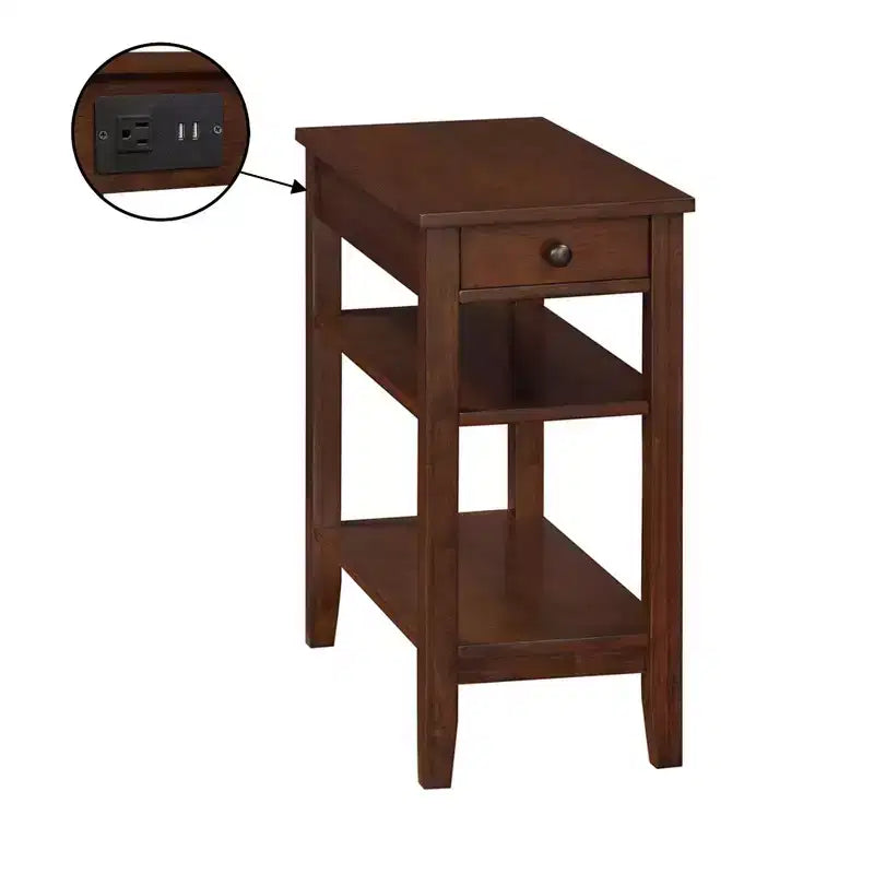 Mesa auxiliar de madera de 61 cm de alto, rectangular, color marrón, 1 pieza, de HomeStock