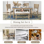 GDFStudio Mark Juego de comedor de madera maciza de 6 piezas con mesa y sillas