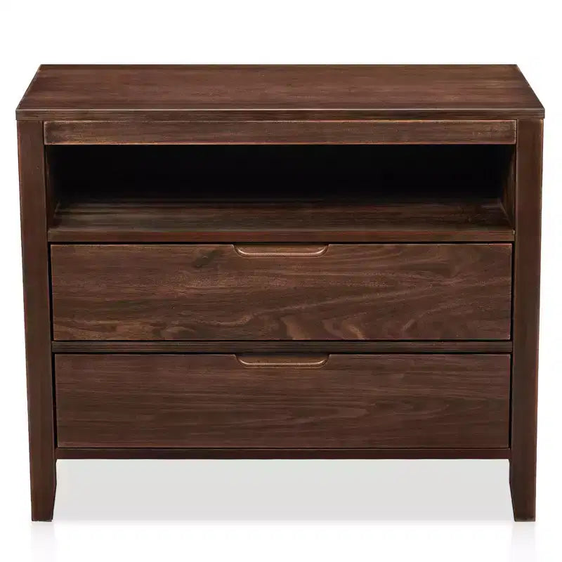 Mesitas de noche Karl Home de 2 cajones de MDF (tablero de fibra de densidad media) marrón de 75 cm de ancho