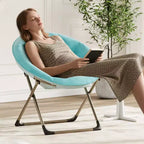 Sillones platillo cómodos, silla plegable para leer y relajarse, sillón acogedor de piel sintética para sala de estar con asiento grueso y acolchado, marco de metal, estilo moderno para el hogar
