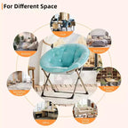 Sillones platillo cómodos, silla plegable para leer y relajarse, sillón acogedor de piel sintética para sala de estar con asiento grueso y acolchado, marco de metal, estilo moderno para el hogar