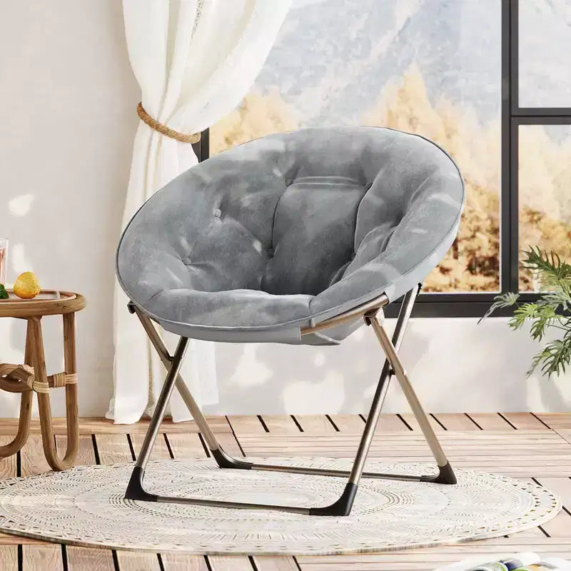 Sillones platillo cómodos, silla plegable para leer y relajarse, sillón acogedor de piel sintética para sala de estar con asiento grueso y acolchado, marco de metal, estilo moderno para el hogar