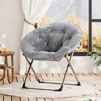 Sillones platillo cómodos, silla plegable para leer y relajarse, sillón acogedor de piel sintética para sala de estar con asiento grueso y acolchado, marco de metal, estilo moderno para el hogar