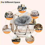 Sillones platillo cómodos, silla plegable para leer y relajarse, sillón acogedor de piel sintética para sala de estar con asiento grueso y acolchado, marco de metal, estilo moderno para el hogar