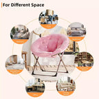 Sillones platillo cómodos, silla plegable para leer y relajarse, sillón acogedor de piel sintética para sala de estar con asiento grueso y acolchado, marco de metal, estilo moderno para el hogar