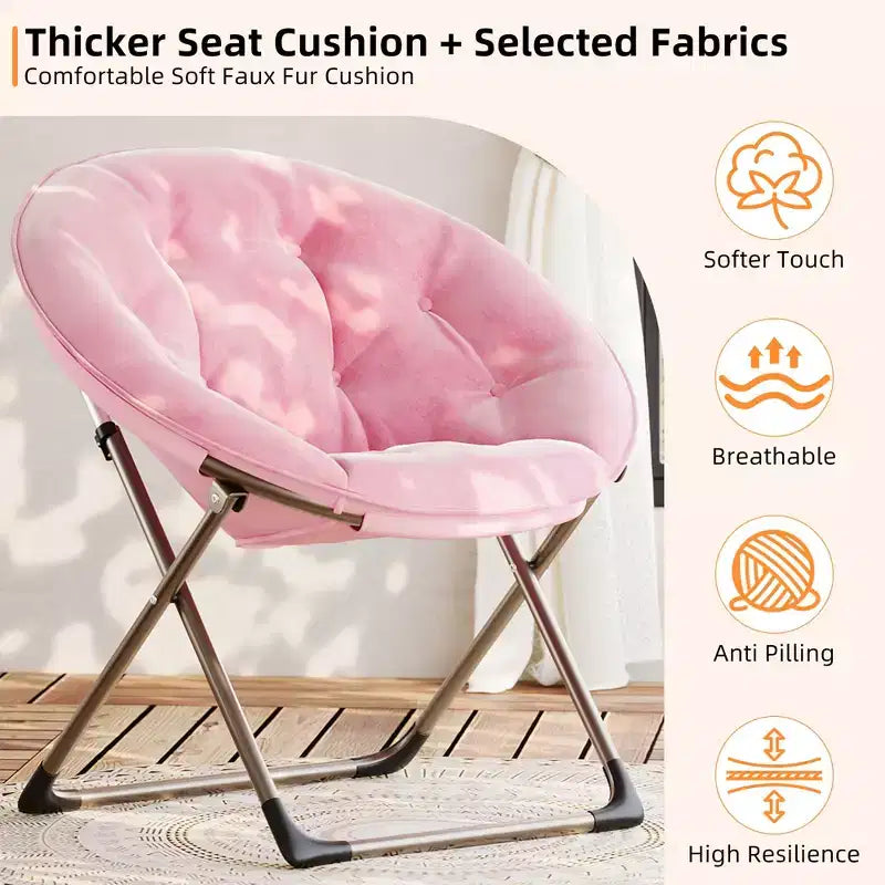 Sillones platillo cómodos, silla plegable para leer y relajarse, sillón acogedor de piel sintética para sala de estar con asiento grueso y acolchado, marco de metal, estilo moderno para el hogar