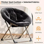 Sillones platillo cómodos, silla plegable para leer y relajarse, sillón acogedor de piel sintética para sala de estar con asiento grueso y acolchado, marco de metal, estilo moderno para el hogar