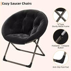 Sillones platillo cómodos, silla plegable para leer y relajarse, sillón acogedor de piel sintética para sala de estar con asiento grueso y acolchado, marco de metal, estilo moderno para el hogar