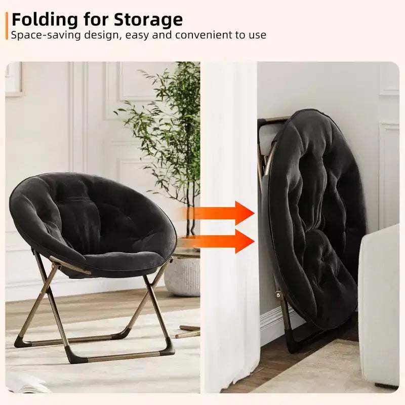 Sillones platillo cómodos, silla plegable para leer y relajarse, sillón acogedor de piel sintética para sala de estar con asiento grueso y acolchado, marco de metal, estilo moderno para el hogar