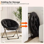 Sillones platillo cómodos, silla plegable para leer y relajarse, sillón acogedor de piel sintética para sala de estar con asiento grueso y acolchado, marco de metal, estilo moderno para el hogar