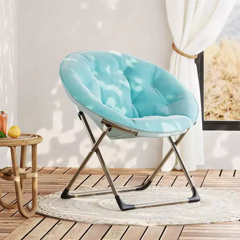 Sillones platillo cómodos, silla plegable para leer y relajarse, sillón acogedor de piel sintética para sala de estar con asiento grueso y acolchado, marco de metal, estilo moderno para el hogar