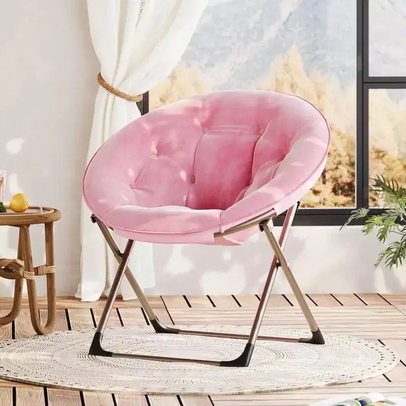 Sillones platillo cómodos, silla plegable para leer y relajarse, sillón acogedor de piel sintética para sala de estar con asiento grueso y acolchado, marco de metal, estilo moderno para el hogar