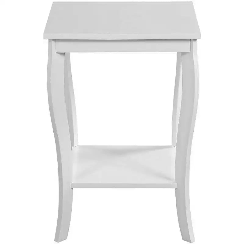 Mesa auxiliar cuadrada Belmont de HomeStock con amplios estantes de dos niveles, mesa auxiliar de transición perfecta para almacenamiento y una elegante decoración de sala de estar