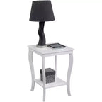 Mesa auxiliar cuadrada Belmont de HomeStock con amplios estantes de dos niveles, mesa auxiliar de transición perfecta para almacenamiento y una elegante decoración de sala de estar